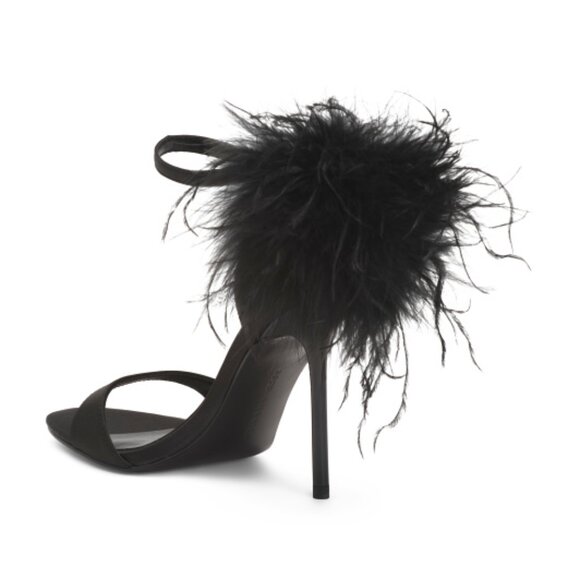 NEW GOOD AMERICAN Fluff Wrap Heeled Sandals for women, in black 7254j2 - Picture 4 of 8